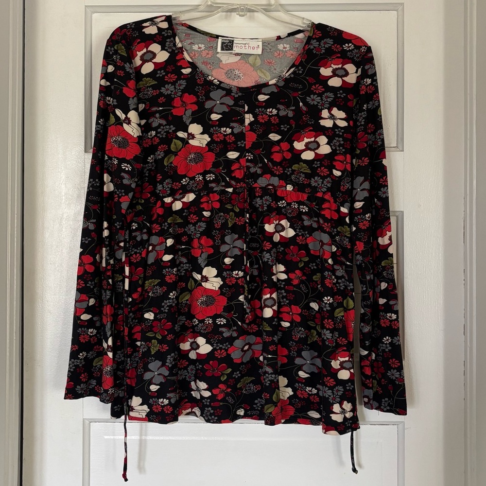 Tomorrow's Mother Black Floral Long Sleeve Top